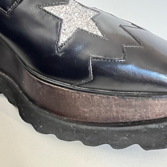 AUTH Stella McCartney Elyse black platform with glitter stars pattern - Picture 9 of 9